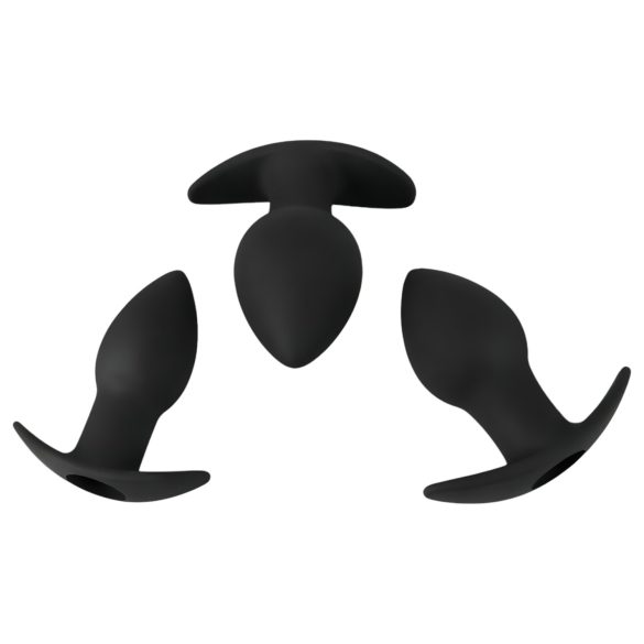 Black Velvets - set vibratoare anale reîncărcabile - 3 piese - negru
