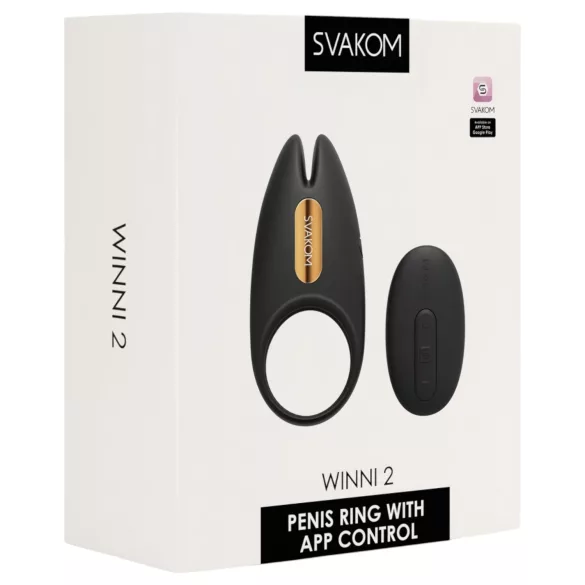 Svakom Winni 2 - inel vibrator pentru penis cu aplicație și telecomandă, pentru bărbați (negru)