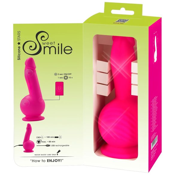 SMILE Powerful - vibrator cu ventuză, 2 motoare, reîncărcabil - roz