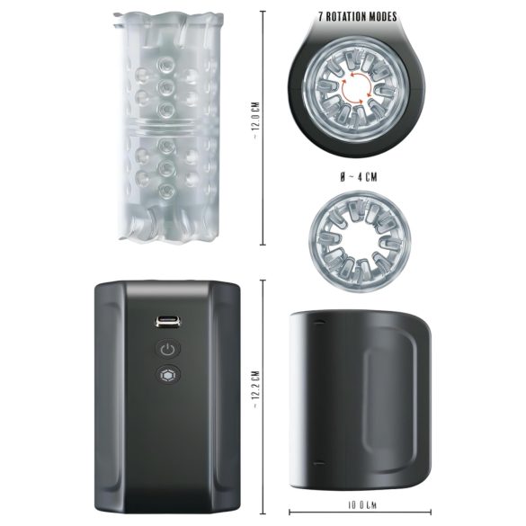 Rebel - masturbator rotativ rezistent la apă - negru