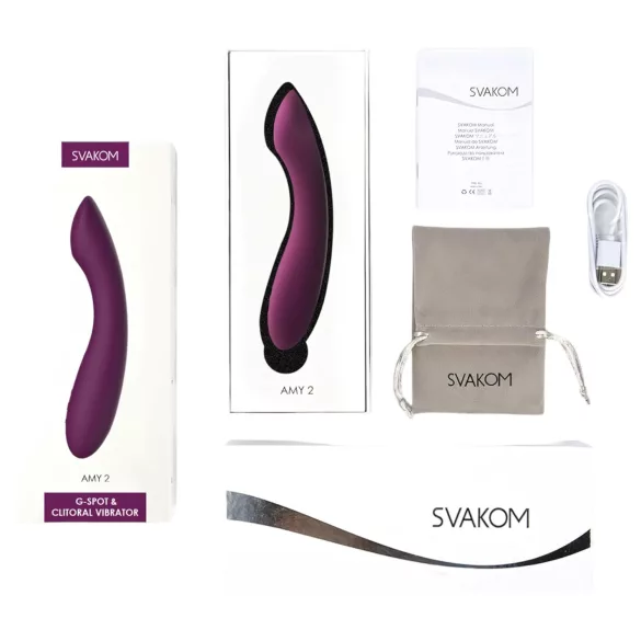 Svakom Amy 2 - vibrator pentru punctul G, reîncărcabil, waterproof, mov