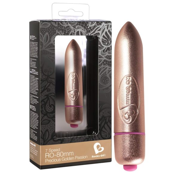 RO-80mm - mini vibrator de buze (7 ritmuri) - auriu