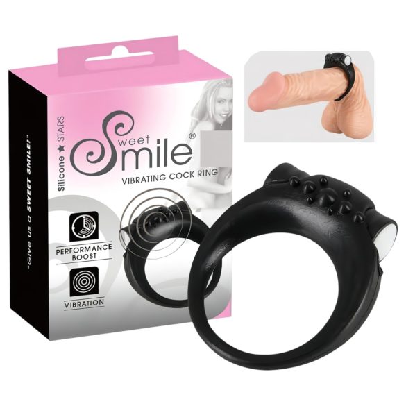 SMILE - inel pentru penis cu vibrații - negru