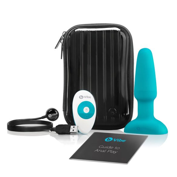 b-Vibe - vibrator anal rotativ cu bile - reîncărcabil - turcoaz