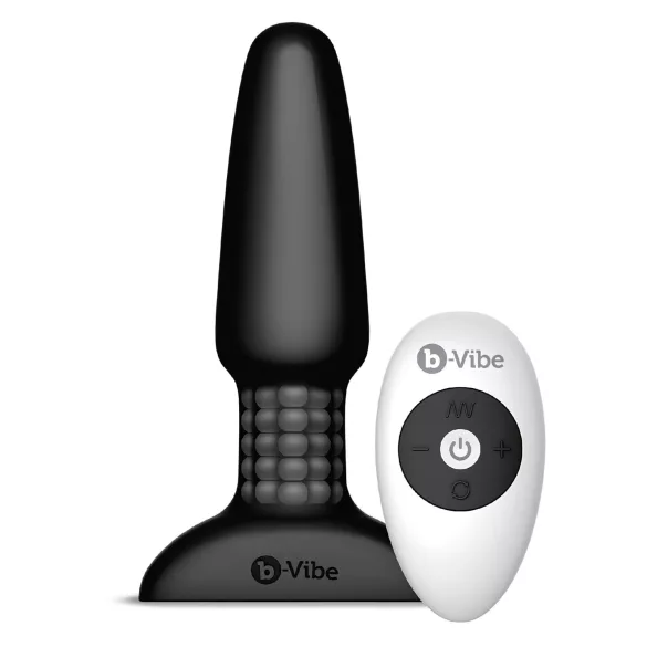 b-Vibe - Vibrator anal cu bile rotative, negru