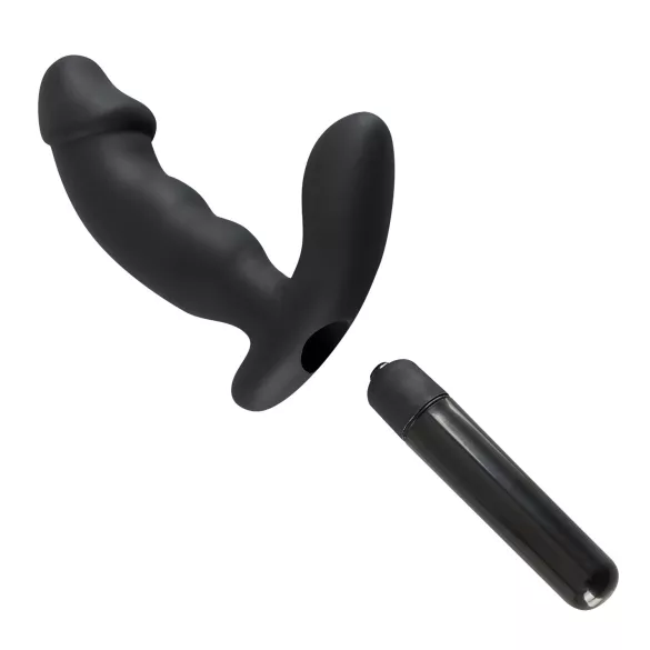 Rebel - vibrator prostată cu penis - silicon negru