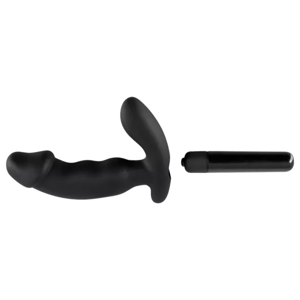 Rebel - vibrator prostată cu penis - silicon negru