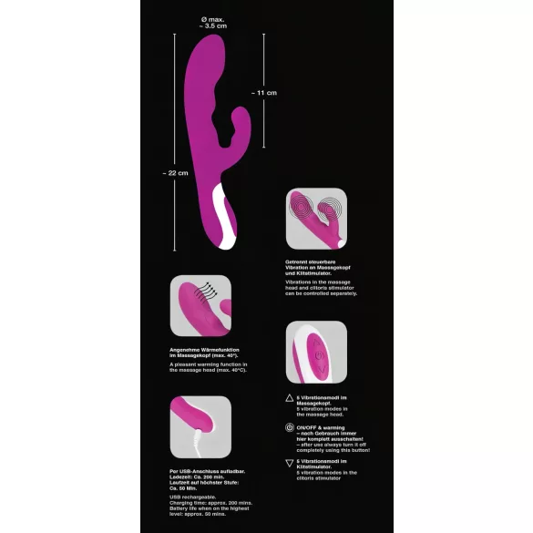 Javida - vibrator clitoridian cu încălzire - roz