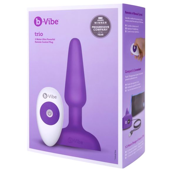 b-Vibe trio - Vibrator anal cu 3 motoare (mov)