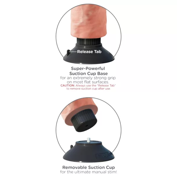 King Cock - vibrator realist cu ventuză 23 cm - culoare naturală