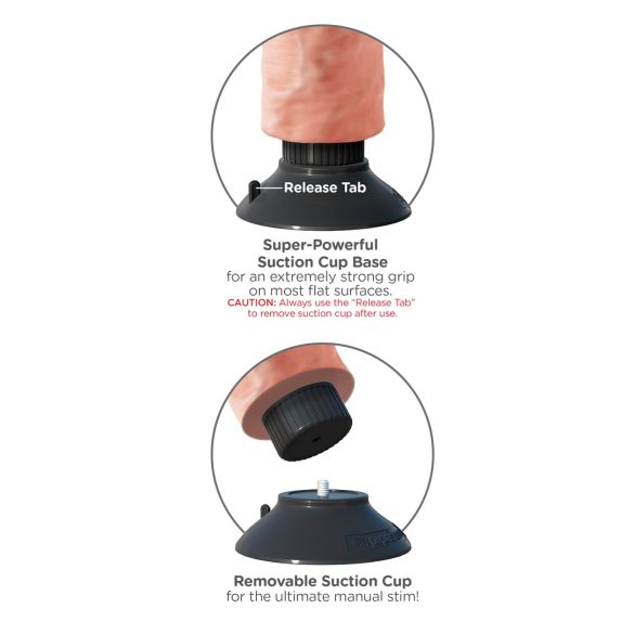 King Cock - Vibrator cu ventuză - 25 cm - culoare naturală