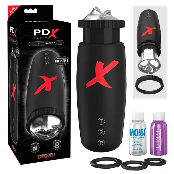 PDX Moto Bator - masturbator cu mișcare supt și sus-jos - negru