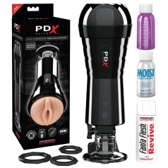   PDX Cock Compressor - masturbator cu aspirație și vibrații (negru)