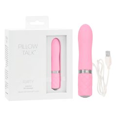   Pillow Talk Flirty - vibrator tip ruj reîncărcabil - silicon roz