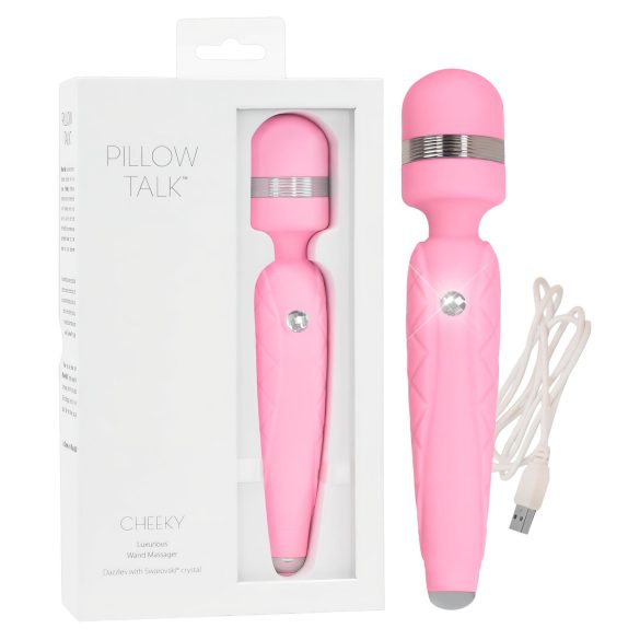 Pillow Talk Cheeky Wand - vibrator roz pentru masaj reîncărcabil