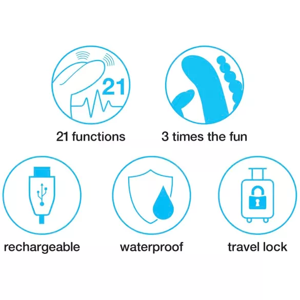 Happyrabbit Triple - vibrator clitoridian și anal cu baterie - silicon negru