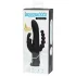 Happyrabbit Triple - vibrator clitoridian și anal cu baterie - silicon negru