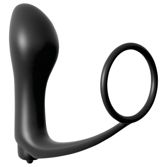 Analfantasy - vibrator anal cu deget și inel pentru penis - silicon negru