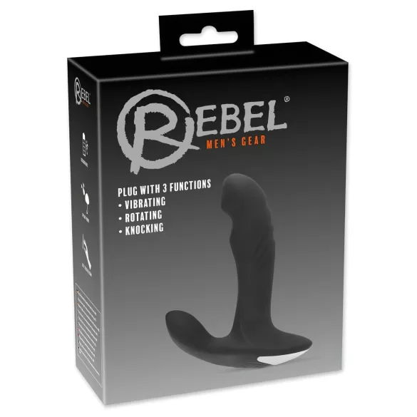 Rebel - vibrator masaj prostată cu bile rotative - silicon negru
