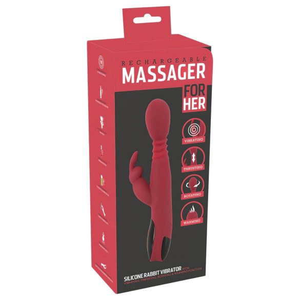 You2Toys - Vibrator pentru punctul G - mișcare push&rotire, încălzire - roșu