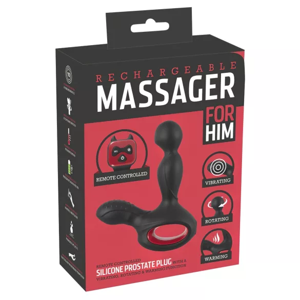 You2Toys - vibrator prostată rotativ cu încălzire - silicon negru