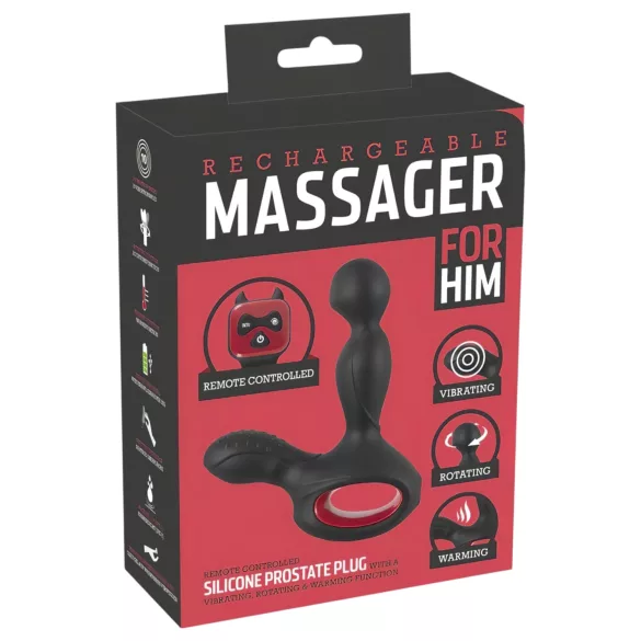 You2Toys - vibrator prostată rotativ cu încălzire - silicon negru
