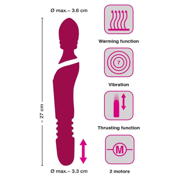 Javida Thrusting - vibrator masaj 3 în 1 (roșu)