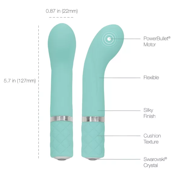 Pillow Talk Racy - vibrator pentru punctul G, subțire, reîncărcabil, turcoaz