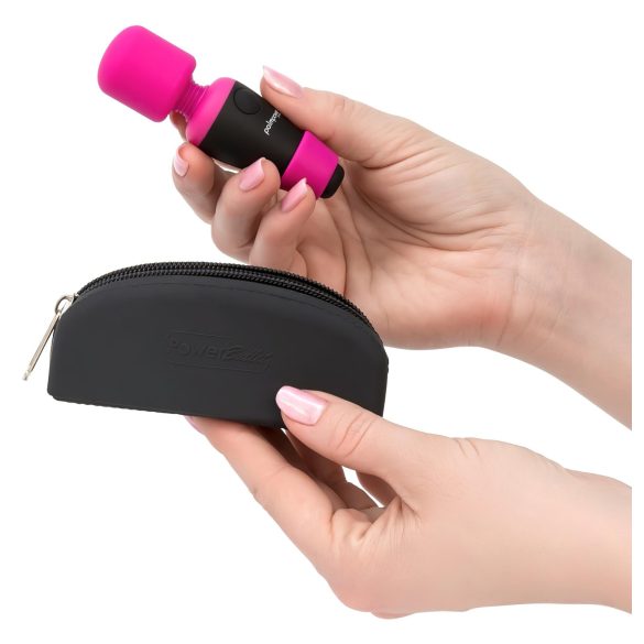 PalmPower - mini vibrator de masaj tip wand - roz-negru