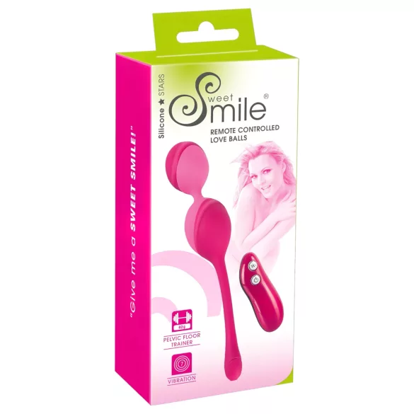 SMILE - ou vibrator cu telecomandă - bile pentru exerciții Kegel 82g roz