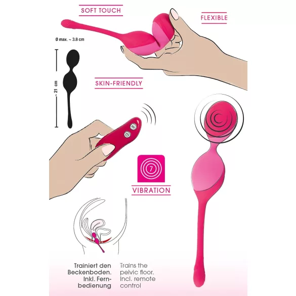 SMILE - ou vibrator cu telecomandă - bile pentru exerciții Kegel 82g roz