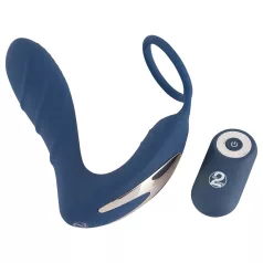   You2Toys - Vibrator anal pentru prostată cu inel penian - silicon albastru