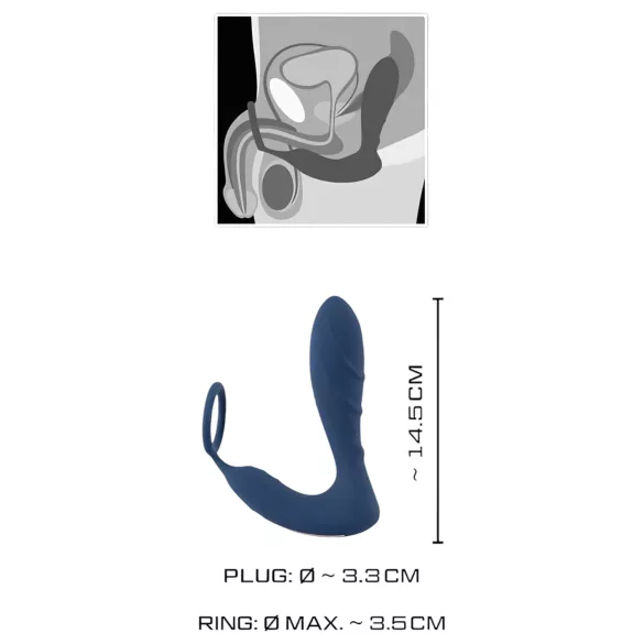You2Toys - Vibrator anal pentru prostată cu inel penian - silicon albastru