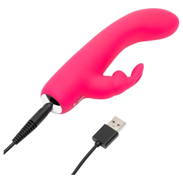 Happyrabbit - vibrator rabbit mini cu acumulator - silicon roz