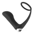 Black Velvets - vibrator anal cu inel pentru penis - silicon negru