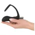 Black Velvets - vibrator anal cu inel pentru penis - silicon negru