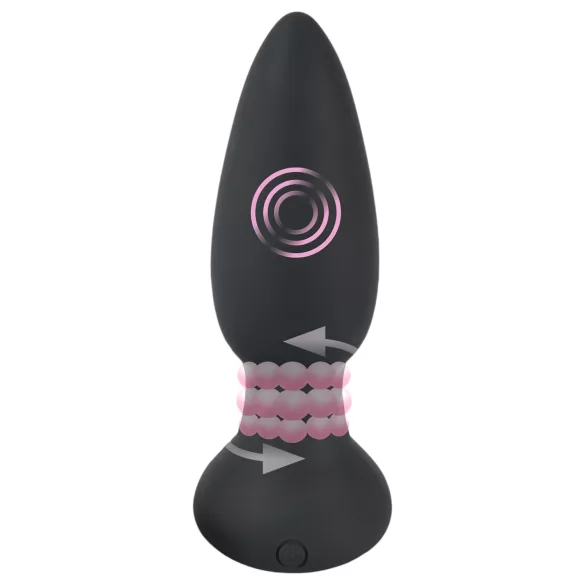 Black Velvets - vibrator anal cu bile rotative - silicon negru