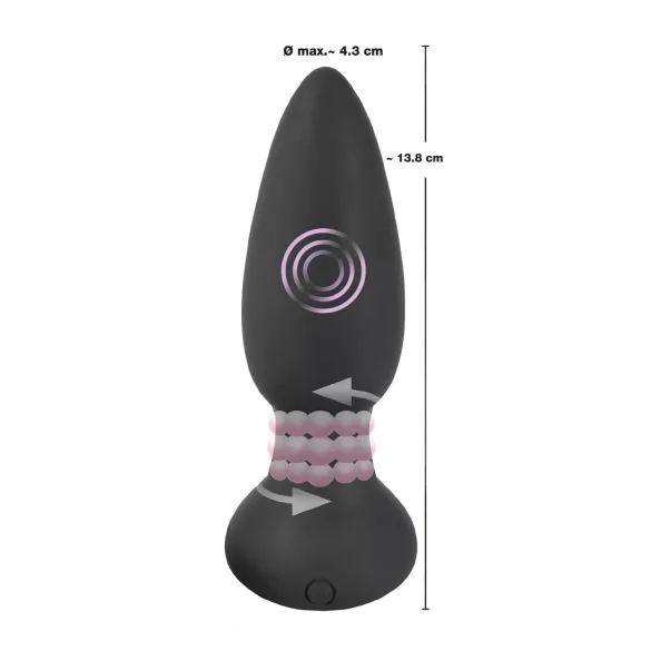 Black Velvets - vibrator anal cu bile rotative - silicon negru