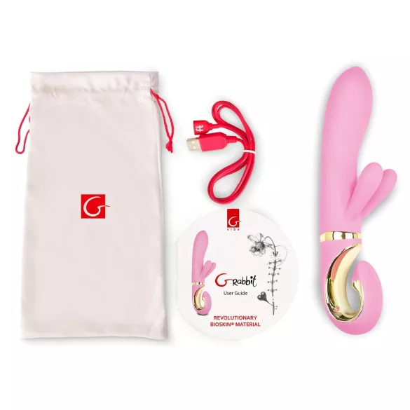 G-Vibe GRabbit - vibrator punctul G cu 3 motoare, reîncărcabil, roz