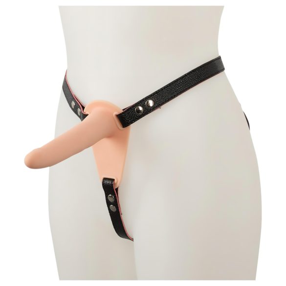 You2Toys - vibrator strap-on cu baterie reîncărcabilă - piele natur