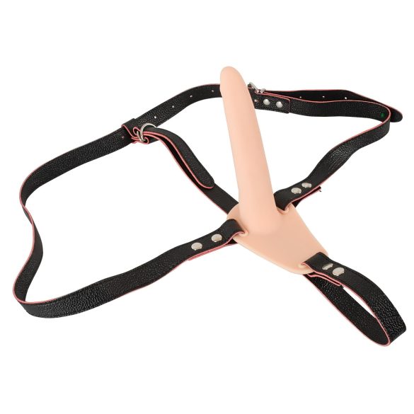 You2Toys - vibrator strap-on cu baterie reîncărcabilă - piele natur