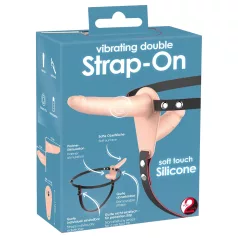  You2Toys - Strap-On - vibrator dublu cu prindere (culoarea pielii)