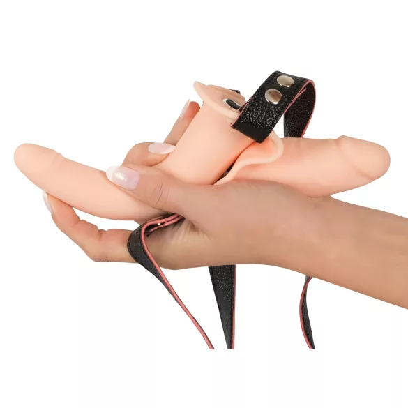 You2Toys - Strap-On - vibrator dublu cu prindere (culoarea pielii)