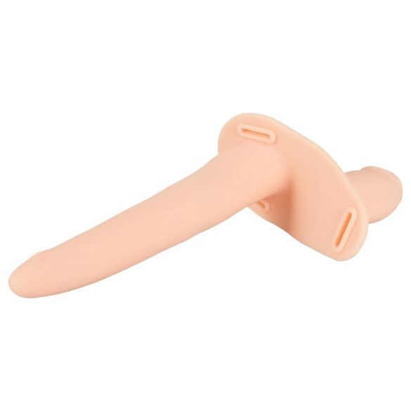 You2Toys - Strap-On dublu cu vibrații - silicon natur
