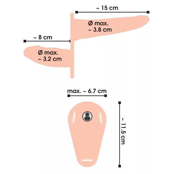 You2Toys - Strap-On - vibrator dublu cu prindere (culoarea pielii)