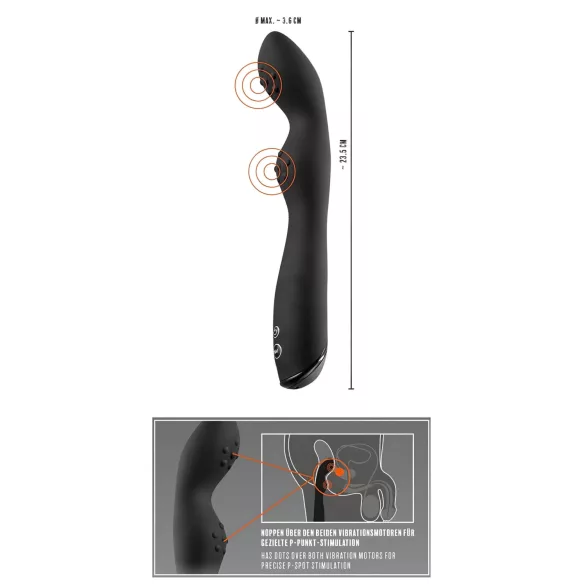 Rebel - Vibrator pentru prostată cu 2 motoare - negru