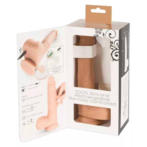 You2Toys - vibrator realist cu mișcare de împingere - culoare naturală