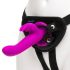 Happyrabbit Strap-On - vibrator cu iepuraș cu prindere (mov)