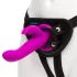 Happyrabbit Strap-On - vibrator cu curea, tip iepuraș, cu braț pentru clitoris (mov)