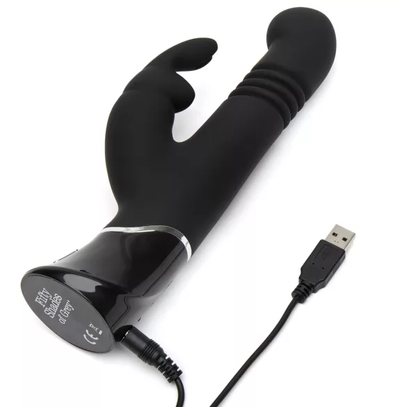 Fifty Shades of Grey - vibrator rabbit cu mișcare de împingere - silicon negru